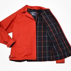 Burberry 1980s Womens Jacket Short Coat Red UK 12 Nova Check Lining